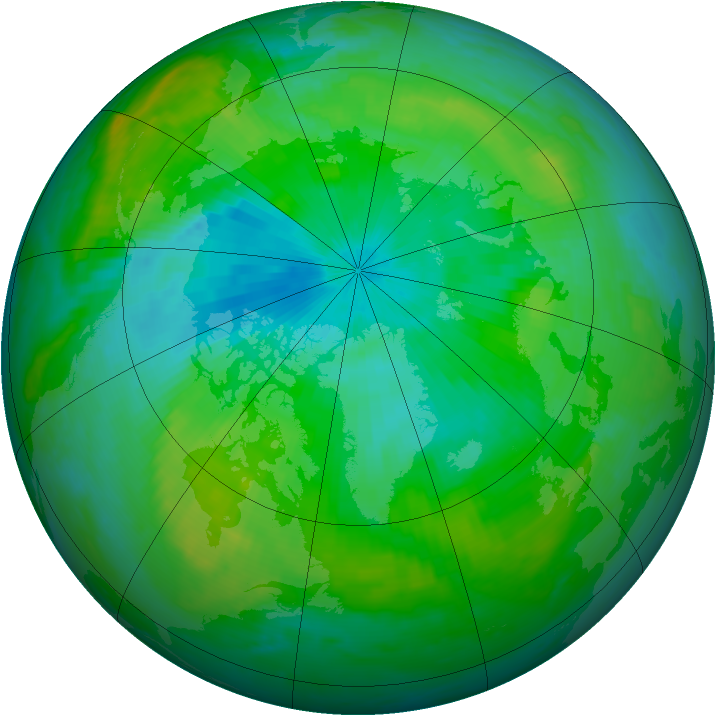Arctic ozone map for 05 August 1999